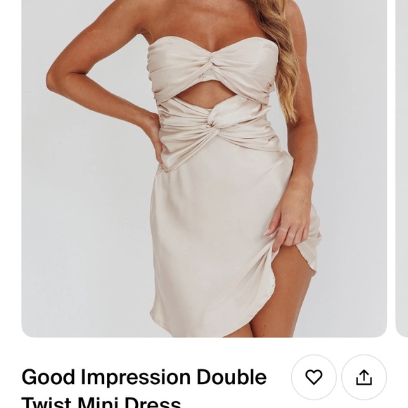 Selfie Leslie Dresses & Skirts - Beige Double Twist Mini Dress